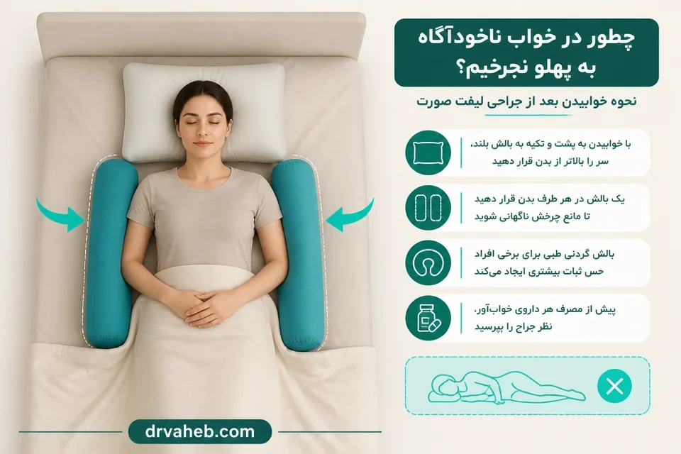 چیدمان بالشها برای جلوگیری از چرخش به پهلو